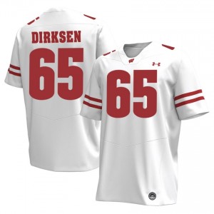 Wisconsin Badgers Aiden Dirksen #65 White Jersey | Durable Stitch College Football Men Apparel 85611612