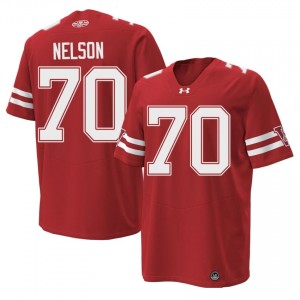 #70 Barrett Nelson UW Badgers Red 1980 Throwback Jersey | Authentic Embroidery Men High School Football Gear 96502105