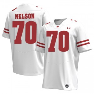 Wisconsin Badgers Barrett Nelson #70 White Jersey | Premium Stitch Player Football Men Apparel 12151840