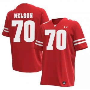 Barrett Nelson #70 Badgers Jersey | Gameday Red NCAA Football Men Stitched 93747369