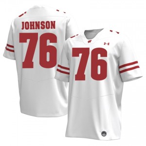 UW Badgers Dillan Johnson #76 White Jersey | Exclusive Stitch NCAA Football Men Apparel 55215309