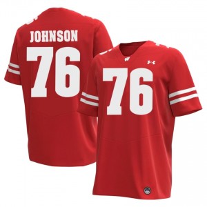 Dillan Johnson #76 Wisconsin Badgers Jersey | Elite Thread Red College Football Men Stitched 82322244