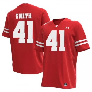 McCoy Smith #41 UW Badgers Jersey | Moisture Wicking Red University Football Men Stitched 24511438