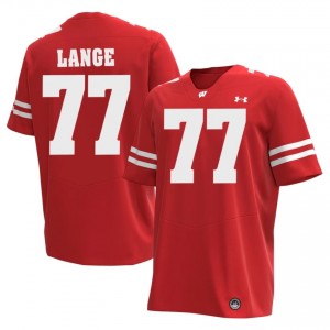 Peyton Lange #77 Wisconsin Badgers Jersey | Genuine Red Player Football Men Stitched 79985164