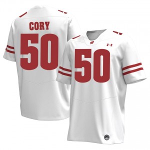 UW Badgers Ryan Cory #50 White Jersey | Durable Stitch College Football Men Apparel 53144697