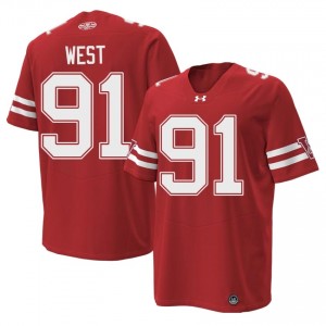 #91 Sean West Wisconsin Badgers Red 1980 Throwback Jersey | Officially Licensed Embroidery Men College Football Gear 49357184