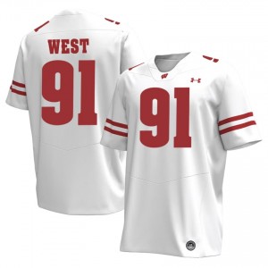 Badgers Sean West #91 White Jersey | Fresh Stitch University Football Men Apparel 17999158