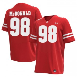 Will McDonald #98 Wisconsin Badgers Jersey | Alumni Red High School Football Men Stitched 50068171