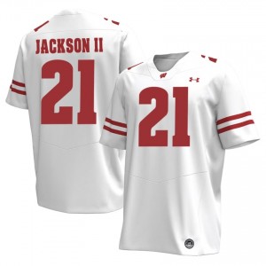 UW Badgers Bryan Jackson II #21 White Jersey | Premium Stitch Player Football Men Apparel 32846395