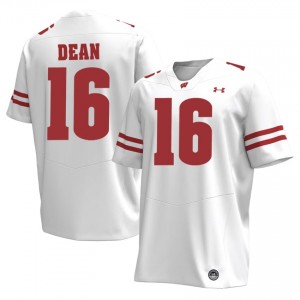 Wisconsin Badgers Grant Dean #16 White Jersey | Fresh Stitch University Football Men Apparel 77535247