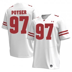 Wisconsin Junior Poyser #97 White Jersey | Fresh Stitch University Football Men Apparel 82294347