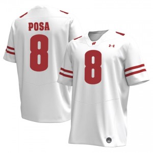 UW Badgers Mason Posa #8 White Jersey | Fresh Stitch University Football Men Apparel 91903116
