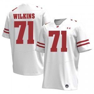 UW Badgers PJ Wilkins #71 White Jersey | Durable Stitch College Football Men Apparel 85335946