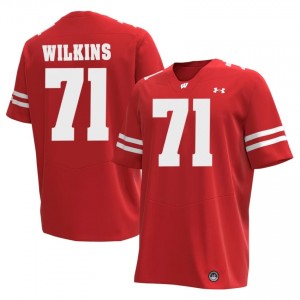 PJ Wilkins #71 Wisconsin Badgers Jersey | Moisture Wicking Red University Football Men Stitched 14696713