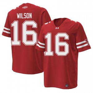 #16 Russell Wilson Wisconsin Red 1980 Throwback Jersey | Iconic Embroidery Men NCAA Football Gear 77359222