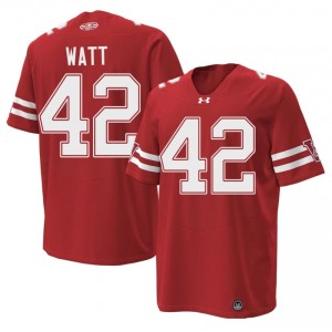 #42 T.J. Watt UW Badgers Red 1980 Throwback Jersey | Officially Licensed Embroidery Men College Football Gear 27122757