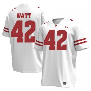 Wisconsin Badgers T.J. Watt #42 White Jersey | Fresh Stitch University Football Men Apparel 77383467
