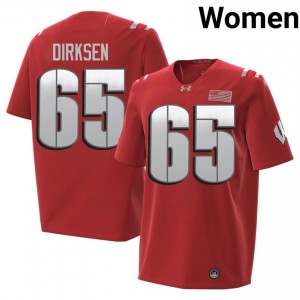 Red Aiden Dirksen #65 UW Badgers 2026 Jersey | Women NCAA Football Pro-Grade Stitch 36469301