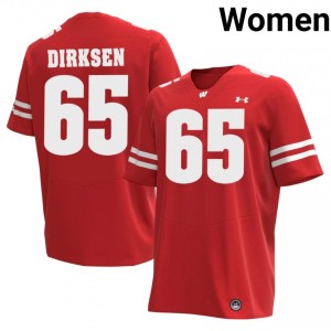 Aiden Dirksen #65 Wisconsin Jersey | Alumni Red High School Football Women Swen 17878545