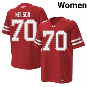 #70 Barrett Nelson Wisconsin Red 1980 Throwback Jersey | Pro Cut Stitched Women Player Football Gear 45593125