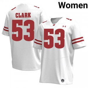 UW Cam Clark #53 White Jersey | Premium Embroidery Player Football Women Apparel 93921283