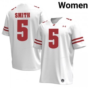 Wisconsin Badgers Carter Smith #5 White Jersey | Exclusive Embroidery NCAA Football Women Apparel 66293848