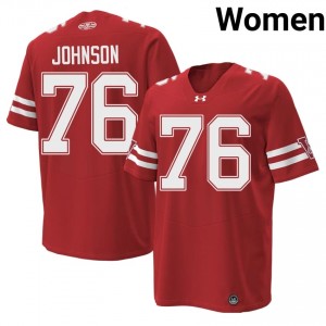 #76 Dillan Johnson UW Badgers Red 1980 Throwback Jersey | Iconic Stitched Women NCAA Football Gear 72965818