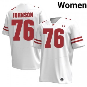 Wisconsin Badgers Dillan Johnson #76 White Jersey | Durable Embroidery College Football Women Apparel 10016107