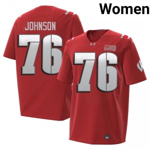 Red Dillan Johnson #76 Wisconsin Badgers 2026 Jersey | Women Player Football Essential Stitch 86734532