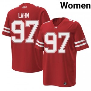 #97 Gavin Lahm UW Badgers Red 1980 Throwback Jersey | Pro Cut Stitched Women Player Football Gear 92629884