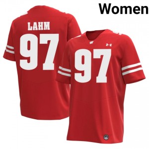 Gavin Lahm #97 UW Badgers Jersey | Elite Thread Red College Football Women Swen 51673479
