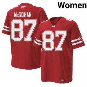 #87 Jackson McGohan UW Badgers Red 1980 Throwback Jersey | Officially Licensed Stitched Women College Football Gear 94708946