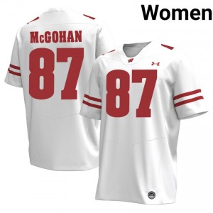 Wisconsin Badgers Jackson McGohan #87 White Jersey | Fresh Embroidery University Football Women Apparel 62586613