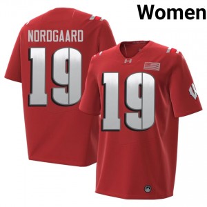 Red Langdon Nordgaard #19 Wisconsin 2026 Jersey | Women NCAA Football Pro-Grade Stitch 28122229
