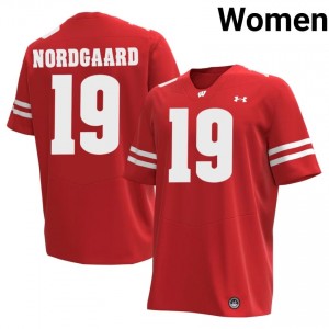 Langdon Nordgaard #19 Wisconsin Badgers Jersey | Alumni Red High School Football Women Swen 17564324