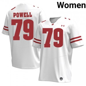 UW Badgers Logan Powell #79 White Jersey | Exclusive Embroidery NCAA Football Women Apparel 73369269