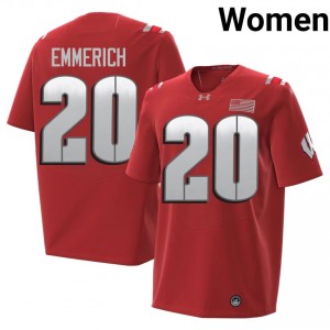 Red Luke Emmerich #20 UW Badgers 2026 Jersey | Women High School Football Classic Stitch 91580521