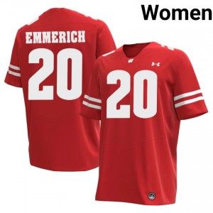 Luke Emmerich #20 Wisconsin Badgers Jersey | Elite Thread Red College Football Women Swen 34137168