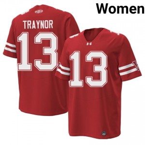 #13 Matthew Traynor Wisconsin Red 1980 Throwback Jersey | Pro Cut Stitched Women Player Football Gear 44223874