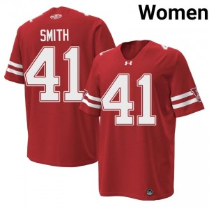 #41 McCoy Smith Wisconsin Badgers Red 1980 Throwback Jersey | Officially Licensed Stitched Women College Football Gear 32141673