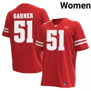 Micheal Garner #51 Wisconsin Badgers Jersey | Genuine Red Player Football Women Swen 21891829