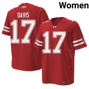 #17 Nizyi Davis UW Badgers Red 1980 Throwback Jersey | Licensed Stitched Women University Football Gear 46161785