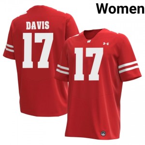 Nizyi Davis #17 UW Badgers Jersey | Genuine Red Player Football Women Swen 32153340