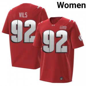 Red Nolan Vils #92 UW Badgers 2026 Jersey | Women Player Football Essential Stitch 33817893