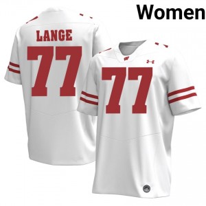 Wisconsin Peyton Lange #77 White Jersey | Premium Embroidery Player Football Women Apparel 73295974