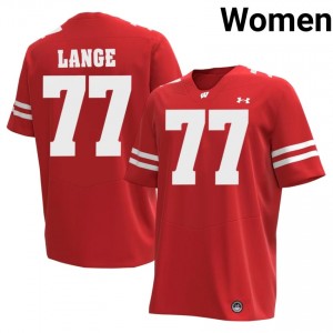 Peyton Lange #77 UW Jersey | Gameday Red NCAA Football Women Swen 59605423