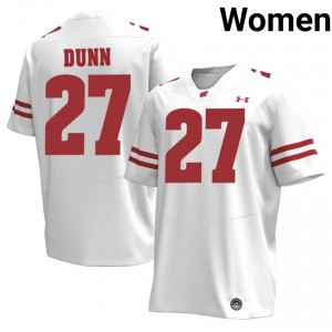 UW Badgers Raphael Dunn #27 White Jersey | Elite Embroidery High School Football Women Apparel 62626641