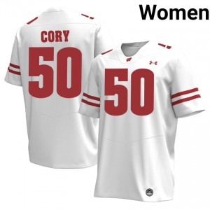 Wisconsin Ryan Cory #50 White Jersey | Fresh Embroidery University Football Women Apparel 28327255