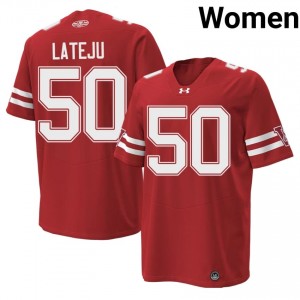 #50 Sam Lateju UW Red 1980 Throwback Jersey | Pro Cut Stitched Women Player Football Gear 49706325