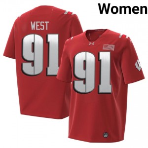 Red Sean West #91 Wisconsin 2026 Jersey | Women College Football Top-Tier Stitch 87070062